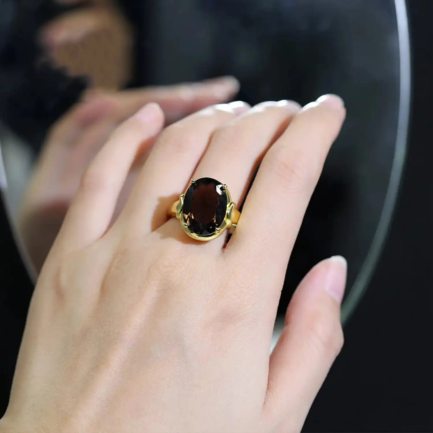 Classic Smoky Quartz Sterling Silver Ring